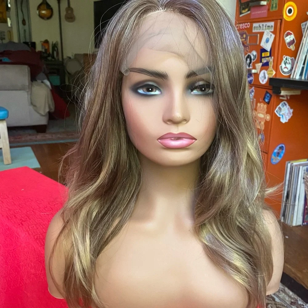 Brown blonde layered very realistic full lace front wig